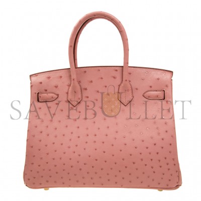 HERMÈS MASTER BIRKIN 30 OSTRICH LEATHER CERAMIC PINK GOLD BUCKLE H041933CK72 (30*22*16cm)